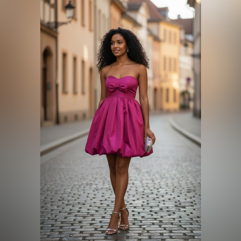 Ruby Rox Strapless Magenta Dress